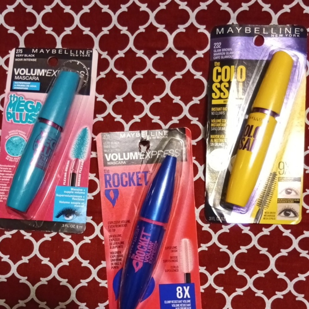 Maybelline Mascara Trio - Teal, Blue, Yellow